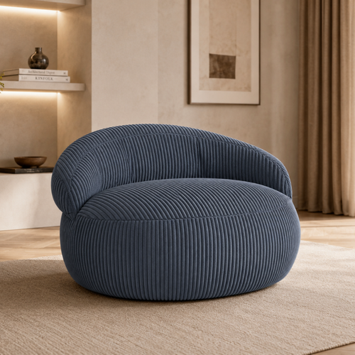Pouf XXL Déhoussable En Velours Côtelé 110x100 Cm Gris Foncé