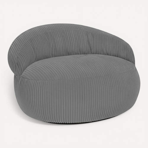 Pouf XXL Déhoussable En Velours Côtelé 110x100 Cm Gris Foncé
