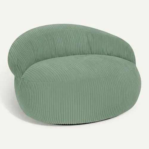 Pouf XXL Déhoussable En Velours Côtelé 110x100 Cm Vert