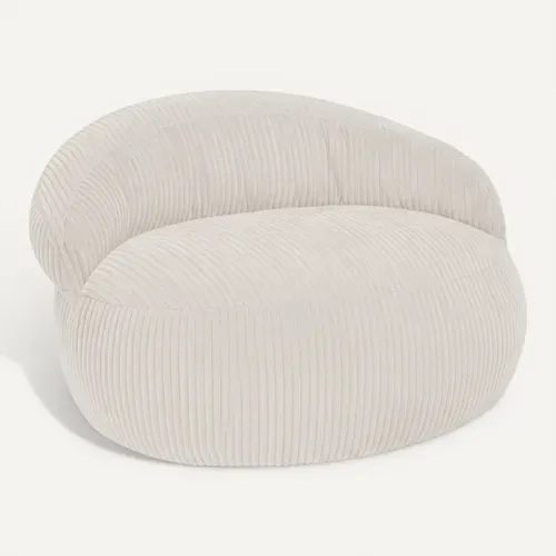 Pouf XXL Déhoussable En Velours Côtelé 110x100 Cm Beige