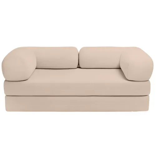 Canapé Lit Compressé Modulable En Velours Côtelé 90x180 Cm Beige