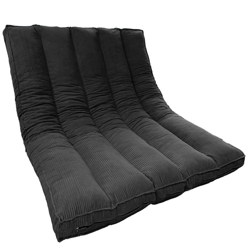 Futon Déhoussable 2 Places En Velours Côtelé 140x190 Cm Gris Foncé
