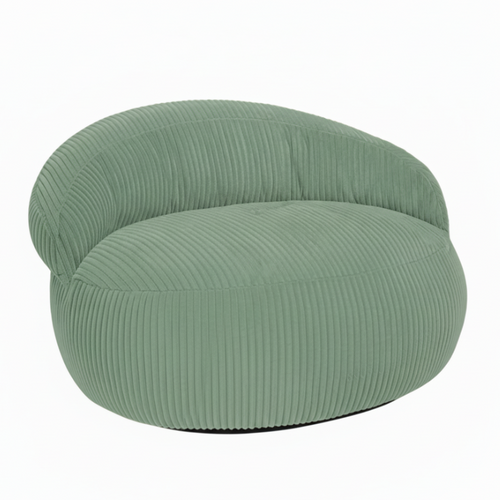 Pouf XXL Déhoussable En Velours Côtelé 110x100 Cm + Repose-pieds Vert