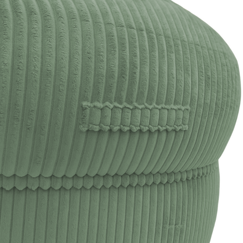 Pouf XXL Déhoussable En Velours Côtelé 110x100 Cm + Repose-pieds Vert
