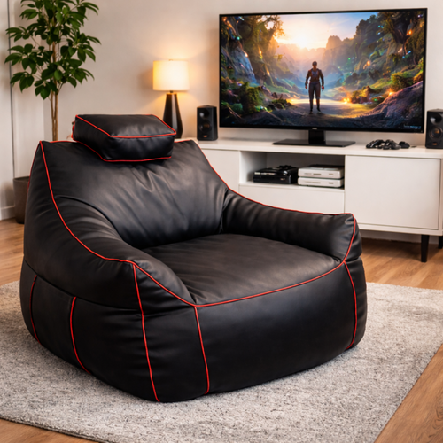 Pouf Gaming En Simili 100x110 Cm Rouge