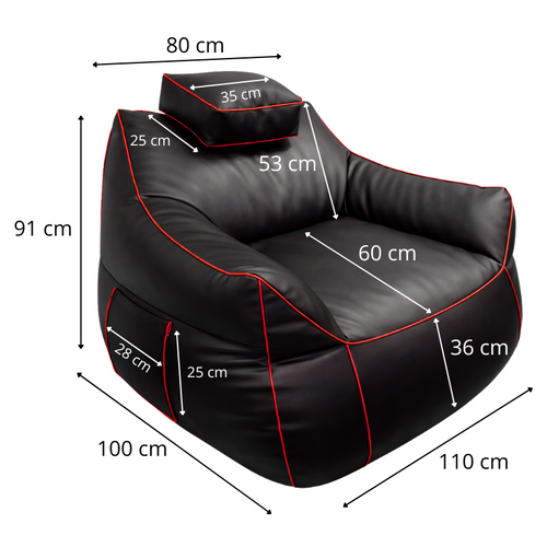 Pouf Gaming En Simili 100x110 Cm Rouge