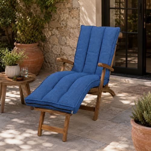 Coussin Bain De Soleil Déhoussable 190x60x15 Cm Bleu