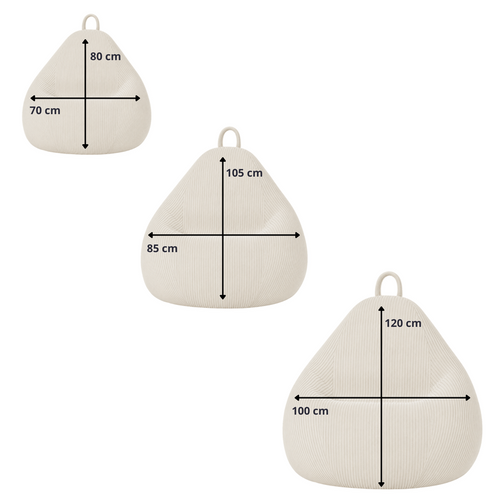 Pouf Poire Déhoussable Velours Côtelé - 120x100 Cm Beige