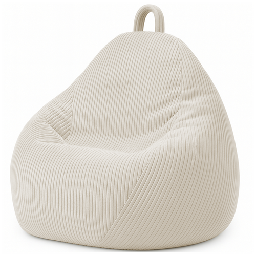 Pouf Poire Déhoussable Velours Côtelé - 120x100 Cm Beige