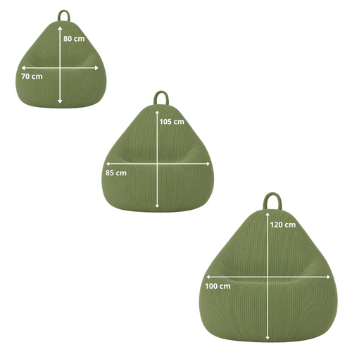 Pouf Poire Déhoussable Velours Côtelé - 105x85 Cm Vert