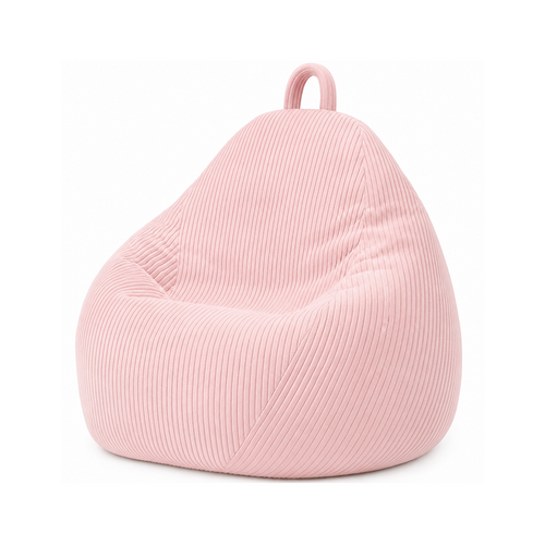 Pouf Poire Déhoussable Velours Côtelé - 80x70 Cm Rose