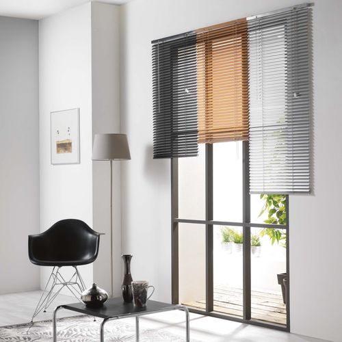 Lot De 2 Stores Sans Perçage à Lamelles 40 X 130 Cm Venitien Argent