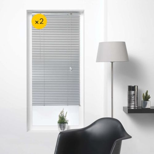 Lot De 2 Stores Sans Perçage à Lamelles 40 X 130 Cm Venitien Argent