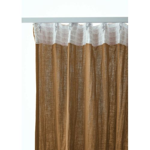 Lot De 2 Rideaux Galon Fronceur Double Gaze De Coton – Camel – 140 X 240 Cm