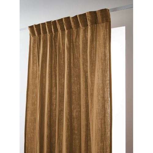 Lot De 2 Rideaux Galon Fronceur Double Gaze De Coton – Camel – 140 X 240 Cm