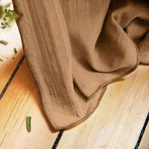 Lot De 2 Rideaux Galon Fronceur Double Gaze De Coton – Camel – 140 X 240 Cm