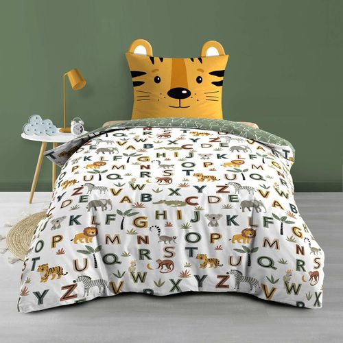 Pack Parure De Lit Enfant 140 X 200 Cm + Drap Housse 90x190 Cm Jaune – Tigry –