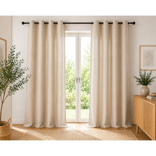 Lot De 2 Rideaux 100% Coton Prélavé 140 X 260 Cm – Kala Grège