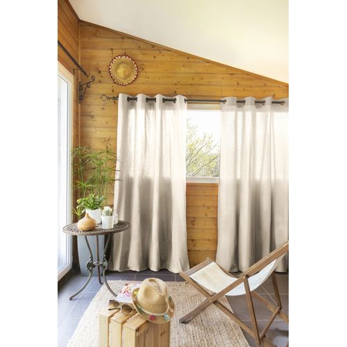 Lot De 2 Rideaux 100% Coton Prélavé 140 X 260 Cm – Kala Grège