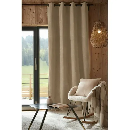 Lot De 2 Rideaux 140 X 240 Cm – Blackout Total et Thermique – Double Polaire – Beige Lin