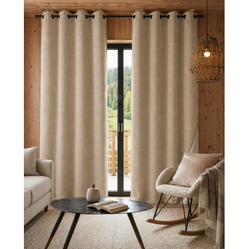 Lot De 2 Rideaux 140 X 240 Cm – Blackout Total et Thermique – Double Polaire – Beige Lin