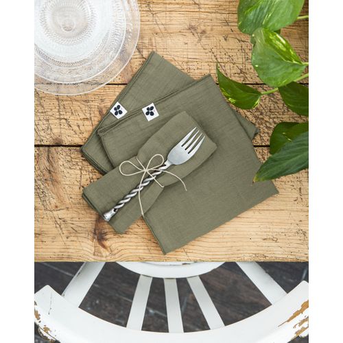 Nappe Rectangle 150 X 350 Cm + 6 Serviettes De Table – Double Gaze De Coton Gaïa Romarin
