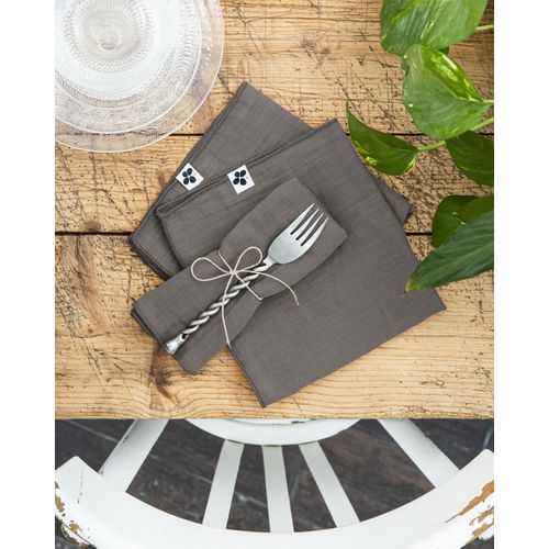 Nappe Rectangle 150 X 350 Cm + 6 Serviettes De Table – Double Gaze De Coton Gaïa Granit