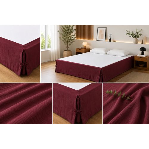Cache-sommier 160 X 200 Cm Double Gaze De Coton Gaïa Bordeaux – Qualité Haut De Gamme