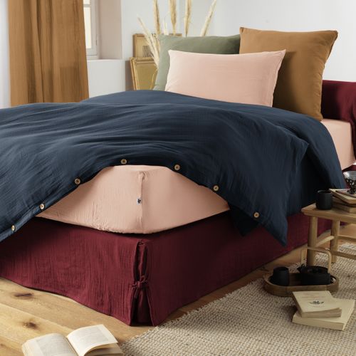 Cache-sommier 160 X 200 Cm Double Gaze De Coton Gaïa Bordeaux – Qualité Haut De Gamme