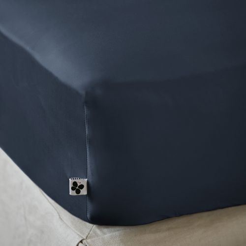 Parure De Lit  260 X 240 Cm 100% Viscose De Bambou Satin 120 Fils Salomé Minuit + Drap-housse 160 X