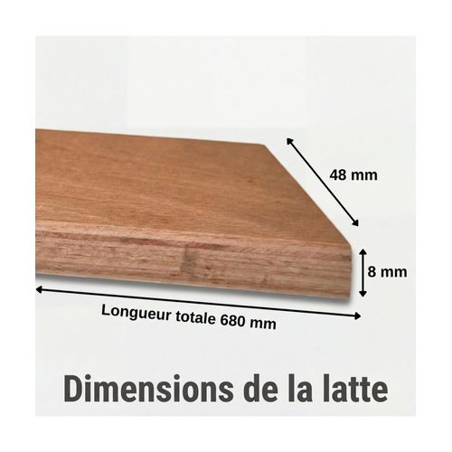 Lot De 5 Lattes + Embouts Pour Sommier Et Lit - 680x48x8 Mm - Bois Hêtre Durable - 7 Plis