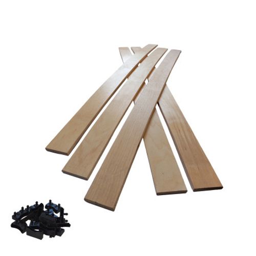 Lot De 5 Lattes + Embouts Pour Sommier Et Lit - 680x48x8 Mm - Bois Hêtre Durable - 7 Plis