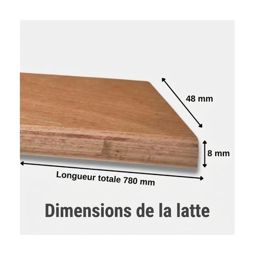 Lot De 5 Lattes Pour Sommier Et Lit - 780x48x8 Mm - Bois Hêtre Durable - 7 Plis