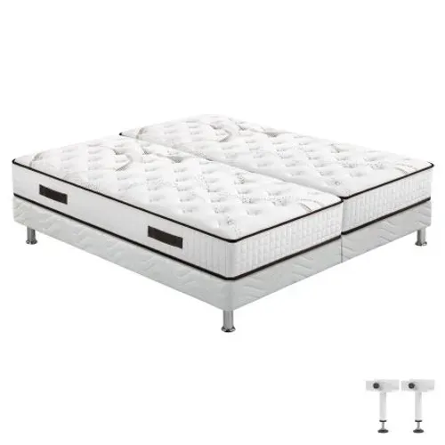 Matelas + Sommier Tapissier 2x90x190 Latex - Louxor - Soutien Ferme - Made In France
