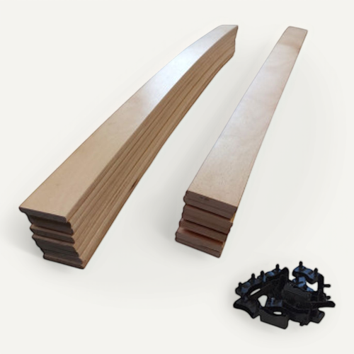 Lot De 15 Lattes + Embouts Pour Sommier Et Lit - 874x48x8 Mm - Bois Hêtre Durable - 7 Plis