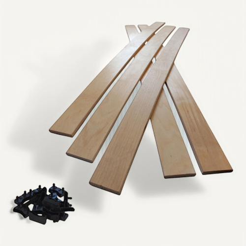 Lot De 5 Lattes + Embouts Pour Sommier Et Lit - 874x48x8 Mm - Bois Hêtre Durable - 7 Plis