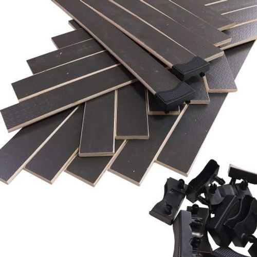 Lot De 30 Lattes Grises + Embouts Pour Sommier Et Lit - 680x48x8 Mm - Bois Hêtre Durable - 7 Plis