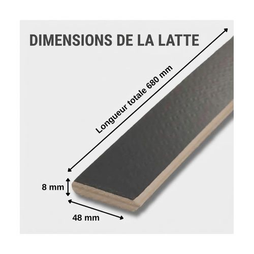 Lot De 10 Lattes Grises Pour Sommier Et Lit - 680x48x8 Mm - Bois Hêtre Durable - 7 Plis