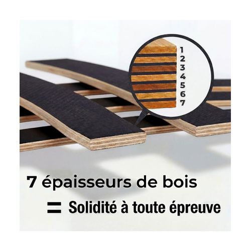 Lot De 10 Lattes Grises Pour Sommier Et Lit - 680x48x8 Mm - Bois Hêtre Durable - 7 Plis