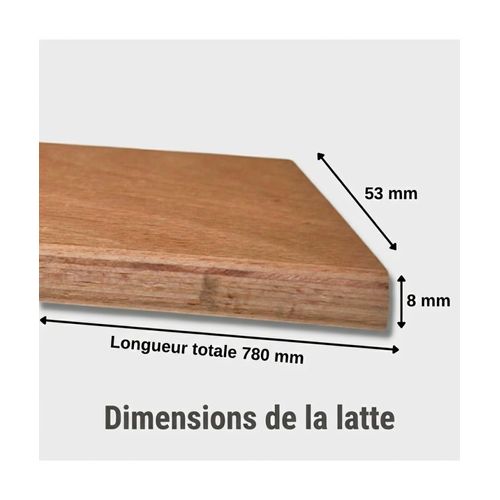 Lot De 5 Lattes Pour Sommier Et Lit - 780x53x8 Mm - Bois Hêtre Durable - 7 Plis