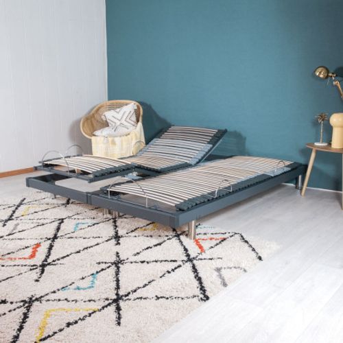 Lit Électrique S50 -lattes Bois -réglage Fermeté Zone Lombaires - 180x200 Cm -gris