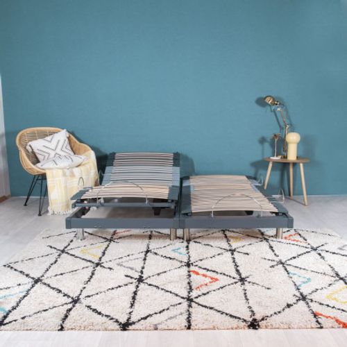 Lit Électrique S50 -lattes Bois -réglage Fermeté Zone Lombaires - 180x200 Cm -gris