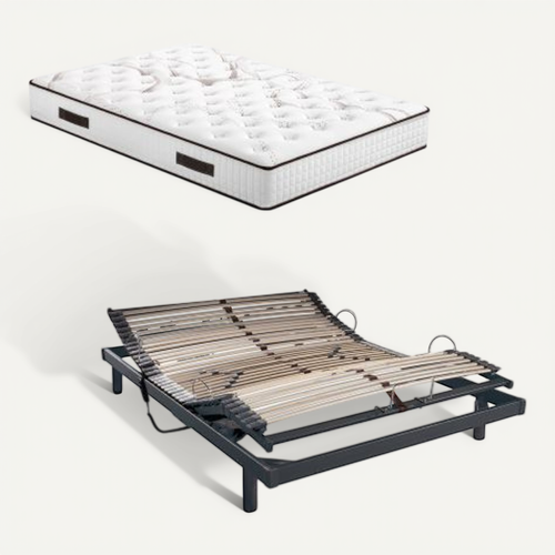Ensemble Relaxation S50 + Matelas Latex Louxor - 5 Zones - 140x190 - Gris