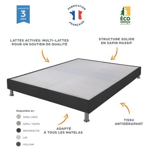 Matelas Mousse + Sommier Omega Volcan 80x200 Myriade - H. 21 Cm - Soutien équilibré