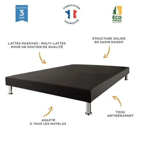 Matelas + Sommier Sr9 Deco 140x190 Black Mattress - H. 25 Cm - Soutien équilibré