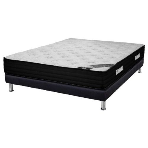 Matelas + Sommier Sr9 Deco 140x190 Black Mattress - H. 25 Cm - Soutien équilibré