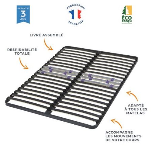 Matelas Mousse + Sommier Métal C223 160x200 Melior - Hauteur 20 Cm - Soutien Ferme
