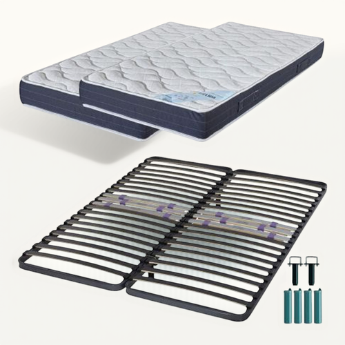 Matelas Mousse + Sommier Métal C223 160x200 Melior - Hauteur 20 Cm - Soutien Ferme