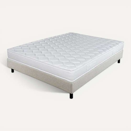 Matelas Et Sommier 160x200 Mousse - Newkit - Soutien Medium - Sommier Démonté - Crème
