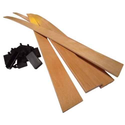 3 Grandes Lattes + Embouts Pour Lit, BZ et Convertible - 1400x53x9 Mm - Bois Hêtre Durable - 7 Plis